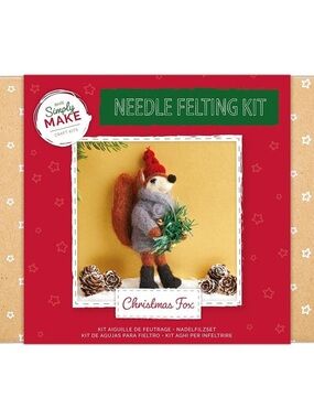 Simply Make Needle Felting Kit - Christmas Fox - Red/Orange/Grey